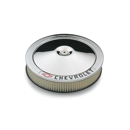 Proform 14 in. Classic Chrome Air Cleaner with Chevrolet & Bow Tie, Red Bowtie PFM141-906